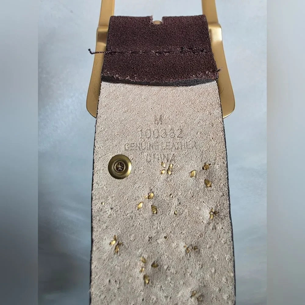 Brown Suede Leather Gold Studded Belt McBling Y2K Boh0 Sz M 38.5L